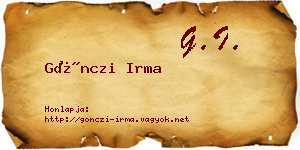 Gönczi Irma névjegykártya