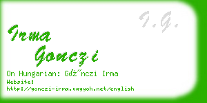 irma gonczi business card